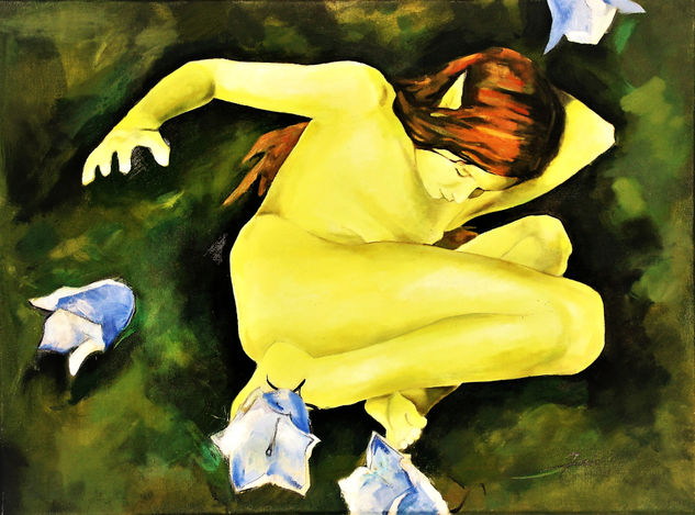 La flor azul Oil Canvas Others