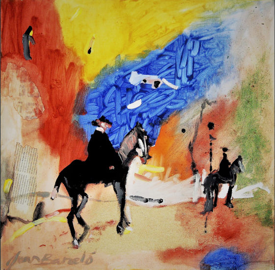 Camino de luz. Mixed media Textile Figure Painting