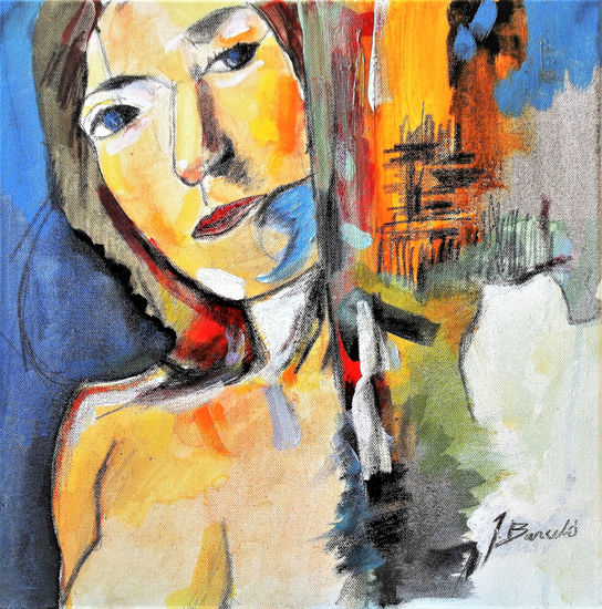 La mujer en la ducha. Mixed media Textile Others