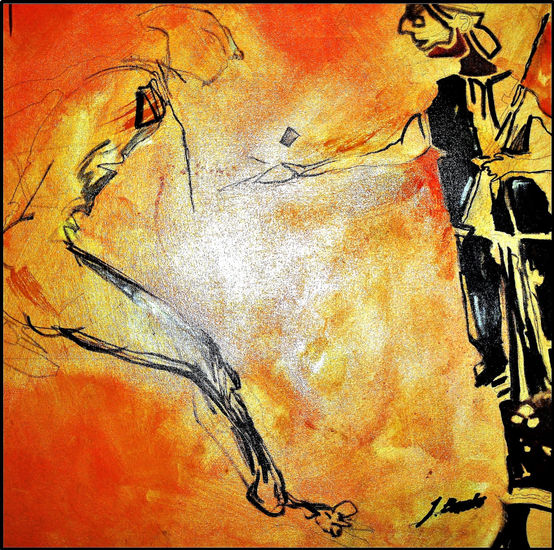 Los atletas Mixed media Canvas Figure Painting