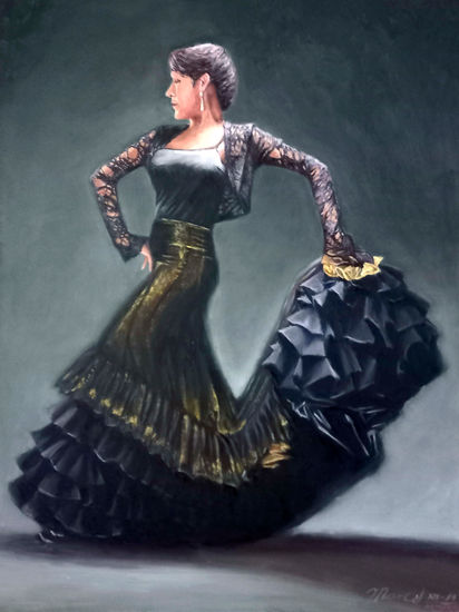Ese vestido negro Oil Canvas Figure Painting