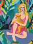 Colorful Pop Art Woman with Cheetah in Jungle, Vibrant Modern Painting