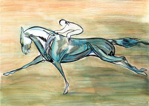 JINETE DE CARRERAS Mixed media Card Animals