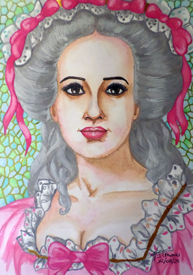 Chica Rococó Watercolour Paper Portrait