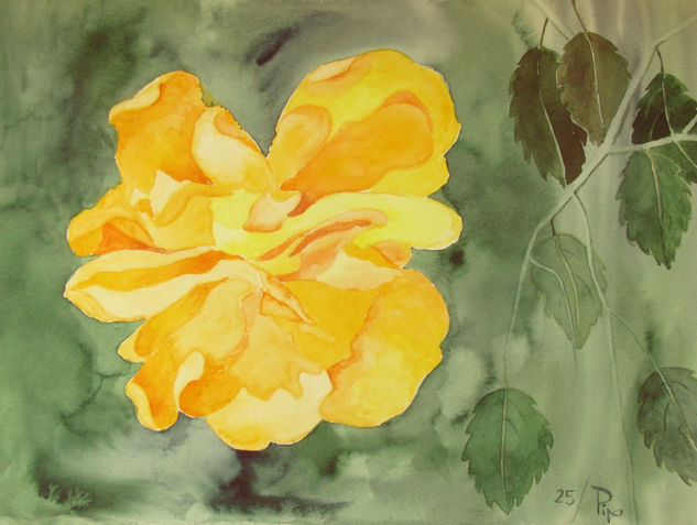 hibisco doble amarillo Watercolour Paper Floral Painting