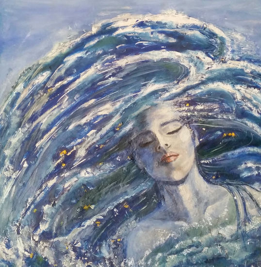 Dama del agua Mixed media Panel Portrait