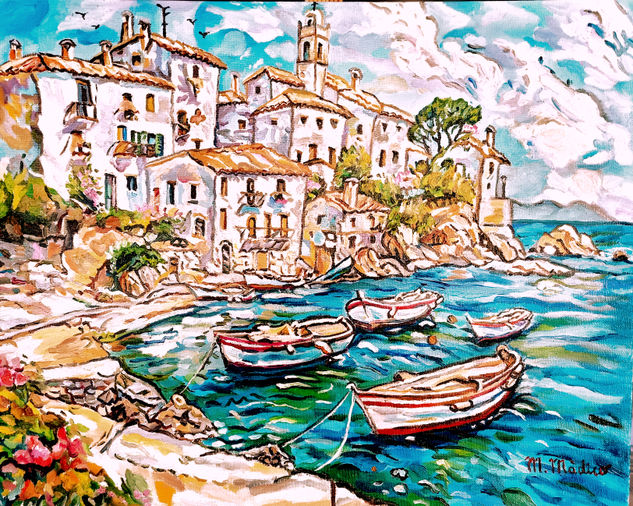 Costa Amalfitana (Italia) Óleo Tabla Marina