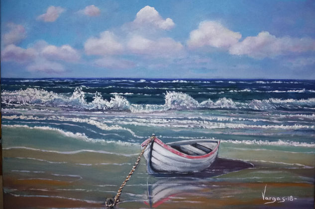 Mar con barca Acrílico Lienzo Marina