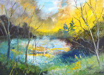 Misty pond