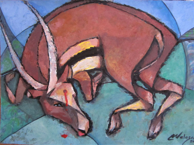 ANTÍLOPE HERIDO Gouache Card Animals