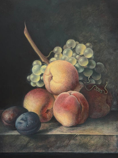 Still Life with Peaches Oil Panel Still Life Paintings