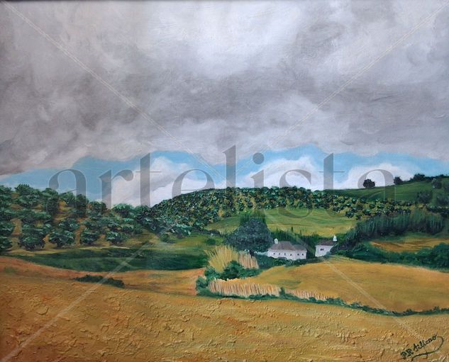 Tormenta en el olivar. Acrylic Canvas Landscaping