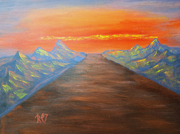 Cami a cap lloc...Road to nowhere..Camino a ninguna parte.. Acrylic Textile Landscaping
