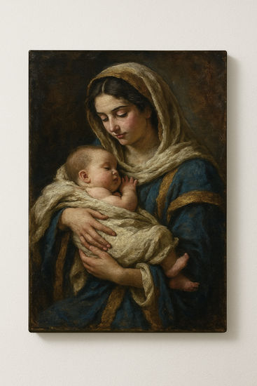 Madre Virgen Oil Canvas Figure Painting