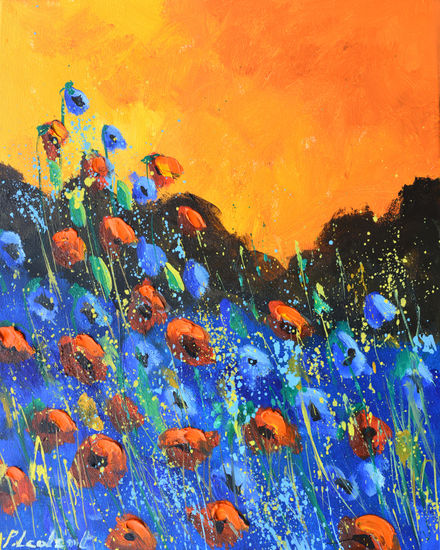 Red poppies Oil Canvas Floral Painting