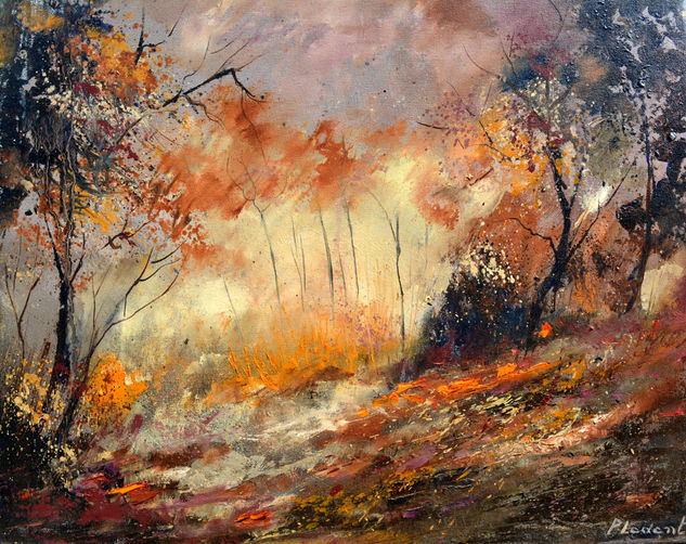 Autumn in the wood Óleo Lienzo Paisaje