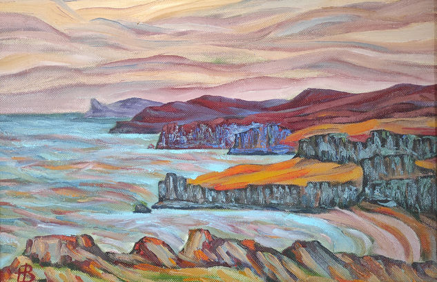 Invierno en costas deshabitadas Oil Card Marine Painting