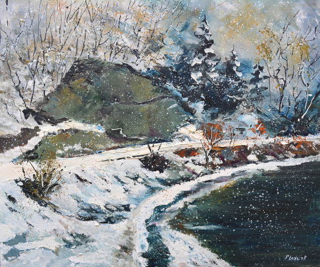 River in winter Oil Canvas Landscaping