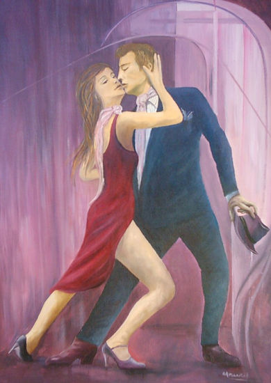 TANGO EN ROSA Mixed media Canvas Figure Painting