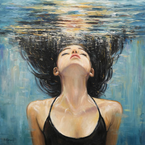 Magical Underwater Summer Oil Canvas Figure Painting