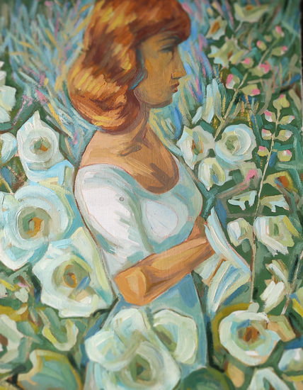 Las malvas han florecido Oil Card Portrait