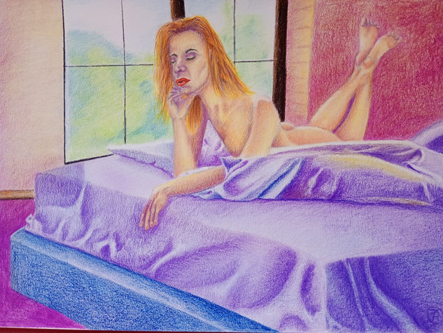 Consultar con la almohada Lápiz (a color) Papel Desnudos