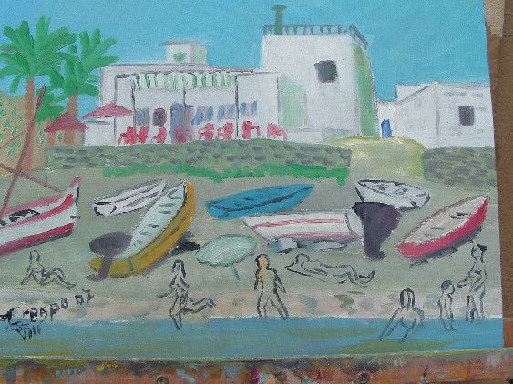 Almería Cabo de Gata Playa y bar  de Las Negras Oil Canvas Landscaping