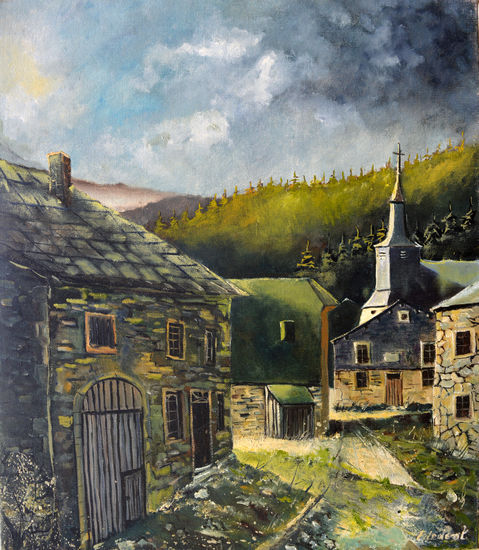 An old village Oil Canvas Landscaping