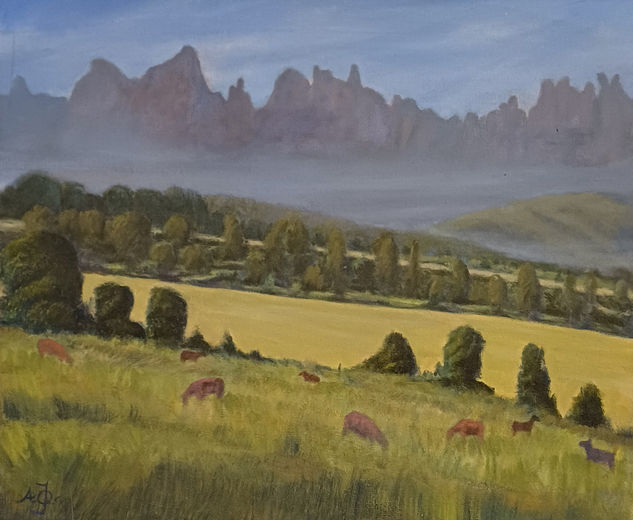 Montserrat en la  niebla Acrylic Others Landscaping