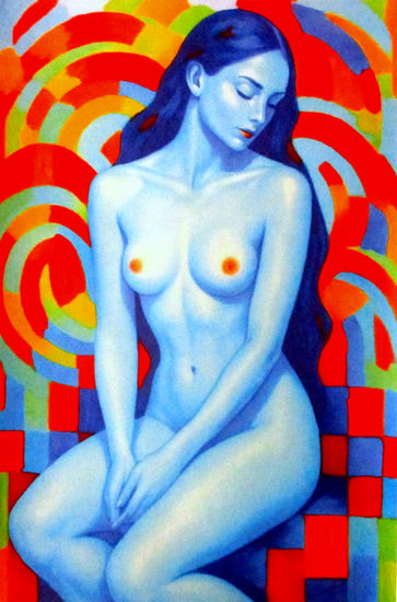 "Blue Serenity" Acrylic Canvas Nude Paintings
