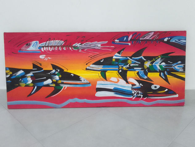 Barracudas Acrylic Canvas Figure Painting