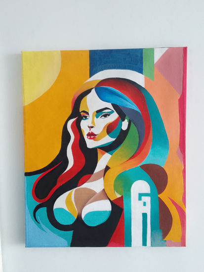 Mujer Pop Art Acrylic Canvas Portrait