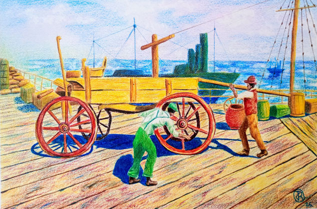 Black jobs in the American Old West 1889 Lápiz (a color) Papel Paisaje