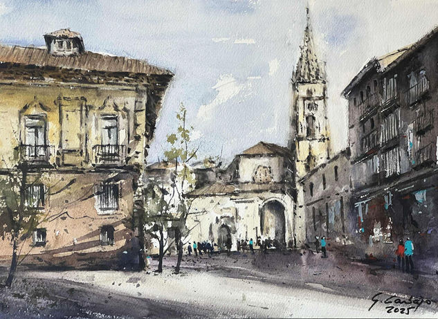 plaza porlier oviedo Acuarela Papel Otros