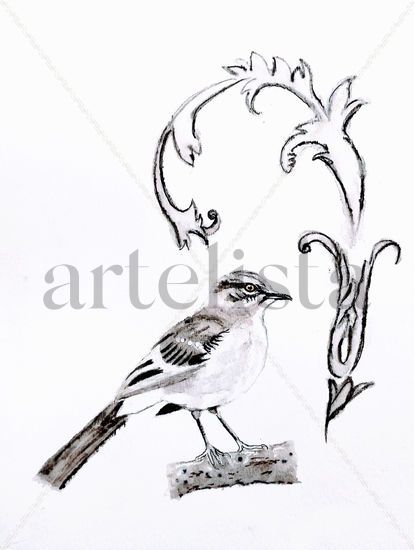 El Sinsonte II / The Mockingbird II Watercolour Paper Animals