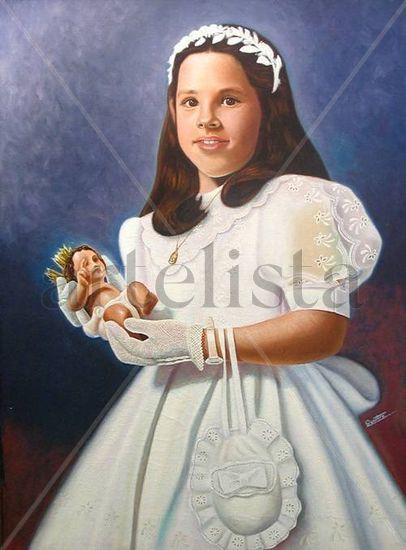 MI HIJA Mª DEL PILAR DE COMUNIÓN Oil Canvas Portrait