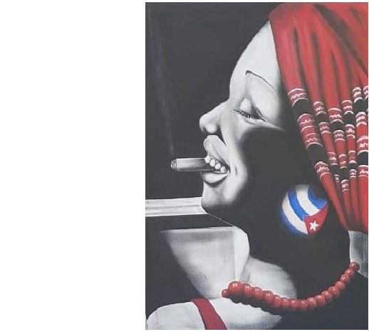 MUJER NEGRA ,ESTEREOTIPO CUBANO Oil Canvas Portrait