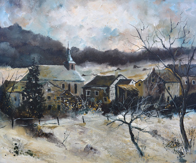 Winter in my countryside 65 Oil Canvas Landscaping