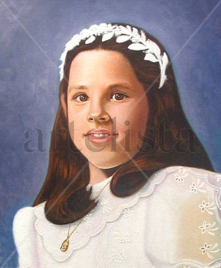 MI HIJA Mª DEL PILAR DE COMUNIÓN II Oil Canvas Portrait