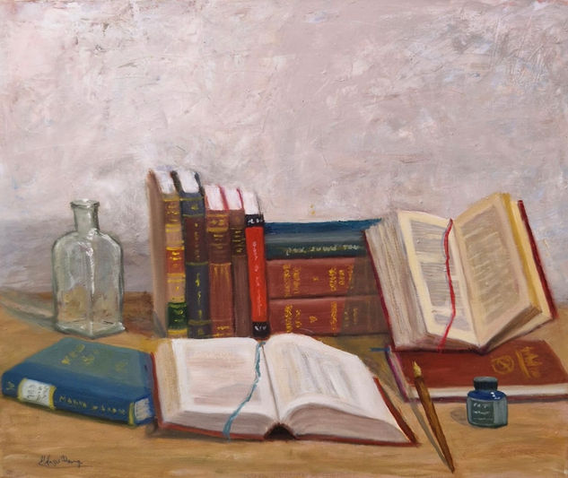 Libros Oil Canvas Figure Painting