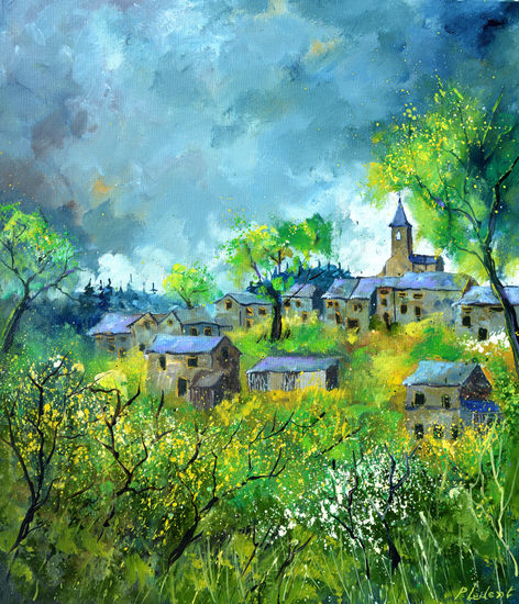 A village in my countryside  6725 Óleo Lienzo Paisaje