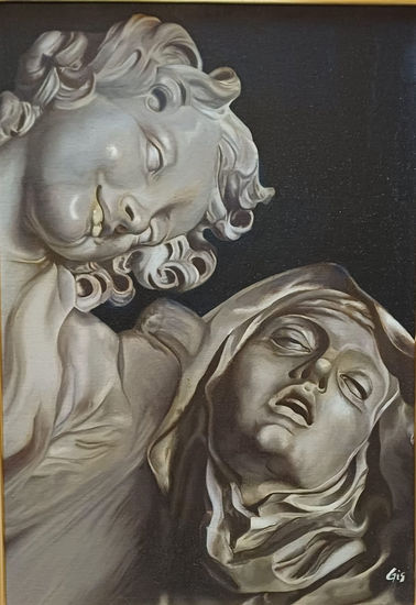 Composición de "El éxtasis de Santa Teresa" Oil Panel Portrait