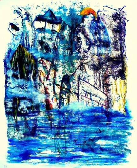 Los inundados (Balseros destino Miami) Oil Card Marine Painting