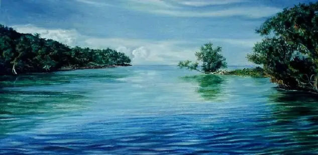 Desembocadura del río Arimao Óleo Lienzo Marina