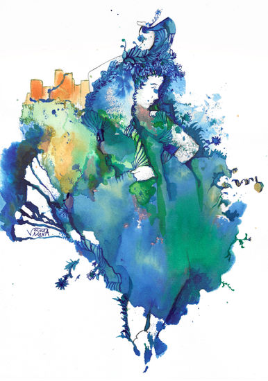 Flamenco a los pies de La Alhambra II Acrylic Card Figure Painting