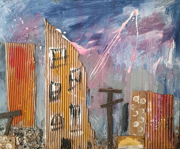 Paisaje Urbano Media Mixta Tela Paisaje