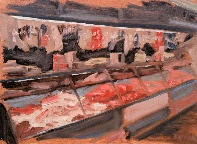 Carnicería Medina Atarazana Oil Panel Figure Painting