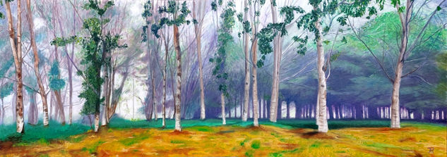 BOSQUE CON NIEBLA Óleo Tabla Paisaje
