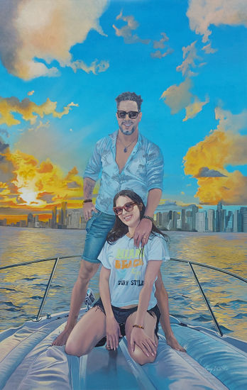 Encargo Acrylic Textile Marine Painting