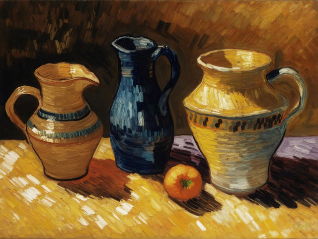 Bodegón con Jarrones y Fruto